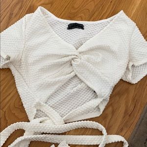 Urban Outfitters Cream Wrap Top